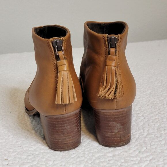Tom's Women's Size 8.5 Carpe Diem Ankle Boots Booties Back Zipper Tassel Caramel - Picture 5 of 14